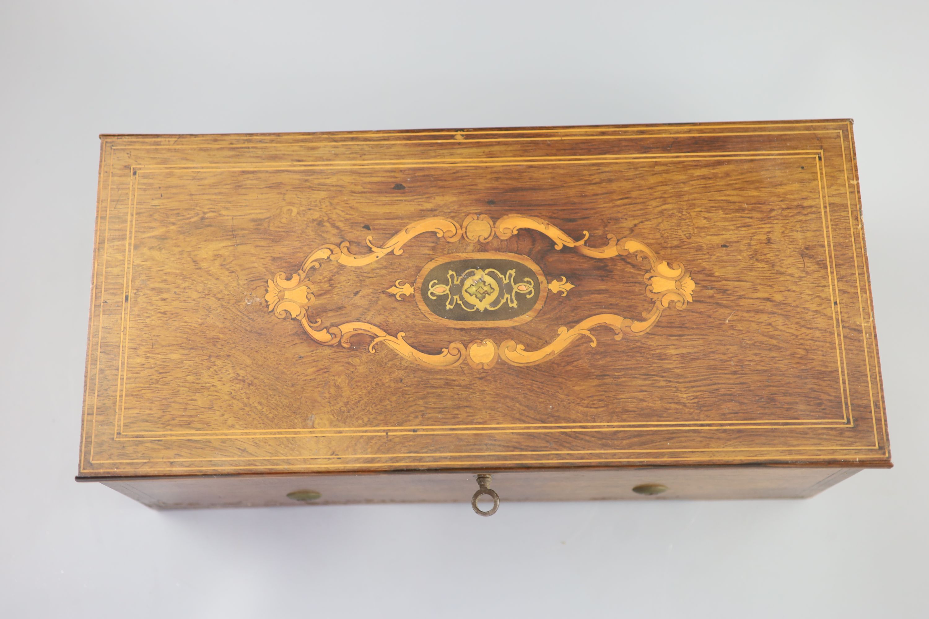 Nicole Freres, Swiss mahogany cased and rosewood veneered cylinder music box, 19th century 44cm wide, 20cm deep, 16cm.